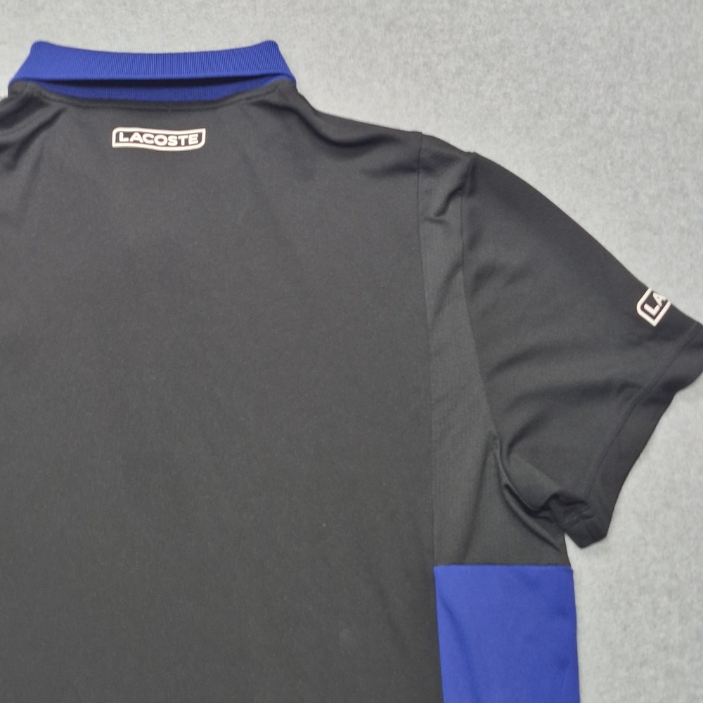 Lacoste Sport Polo Shirt Mens XL Black Blue White Colorblock Performance - Picture 15 of 16